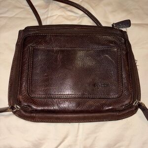 Fossil Dark Brown Leather Shoulder Bag